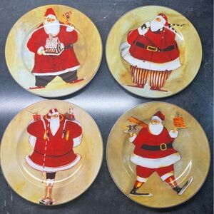 Oneida Santa Claus Holiday Plate Set - Red and Gold